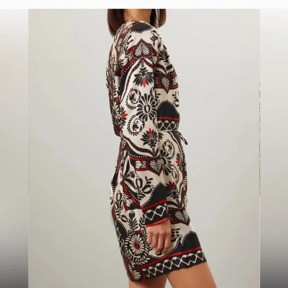 Farm Rio Passion Scarf Black Wrap Dress Size Small NWT - Picture 3 of 13